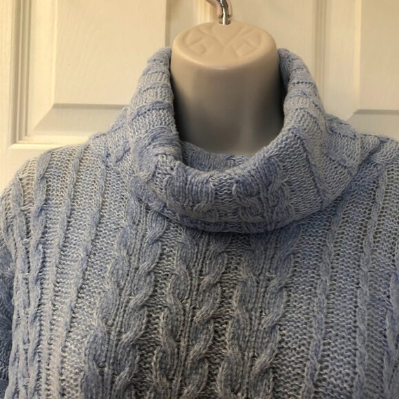 Vintage Richard and Company Women's Light Blue Cable Knit Turtle Neck Sweater XS - Picture 4 of 7